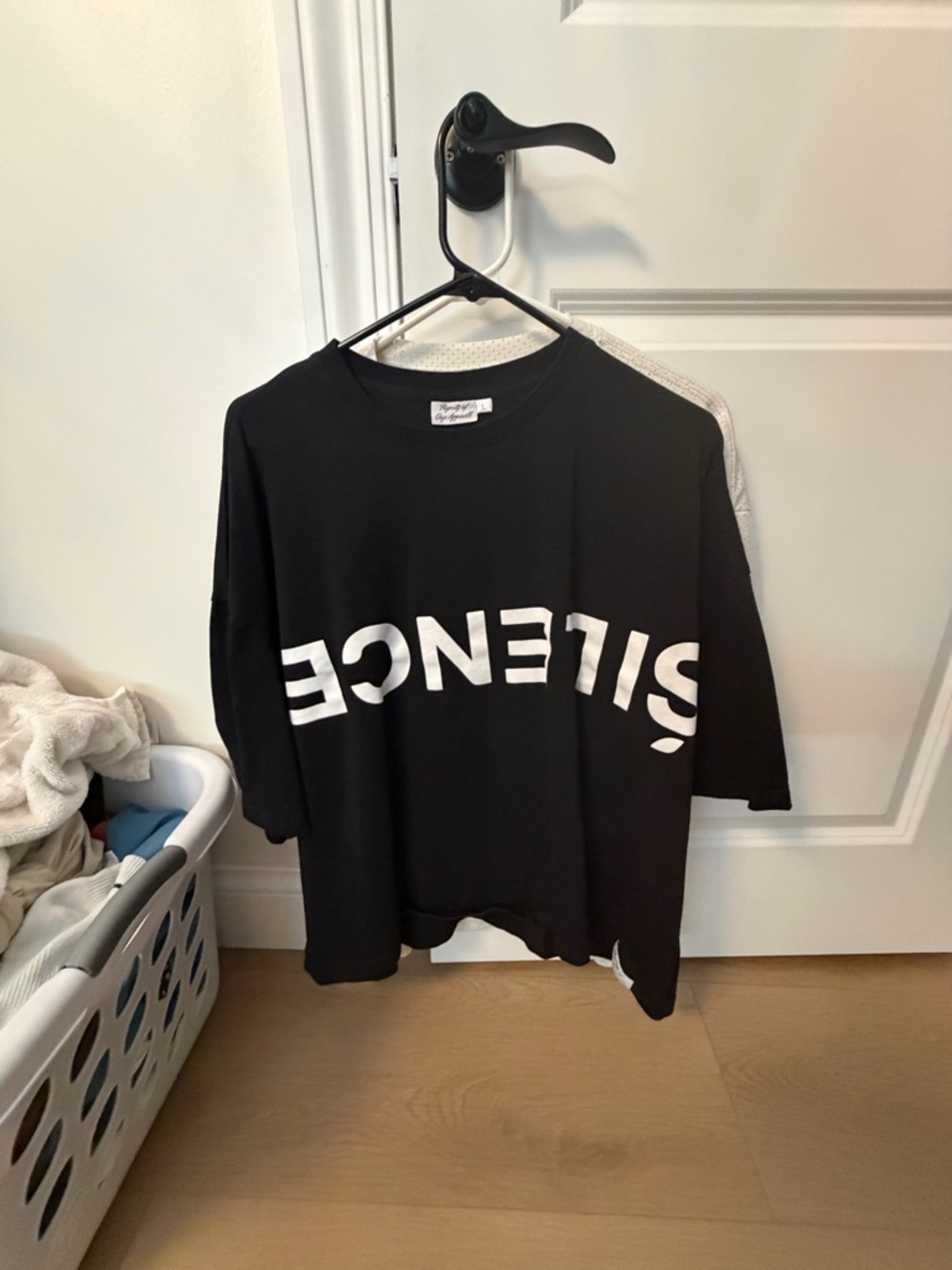 Black Graphic Tee with Bold White 'SILENCE' Print Brent Faiyaz collab